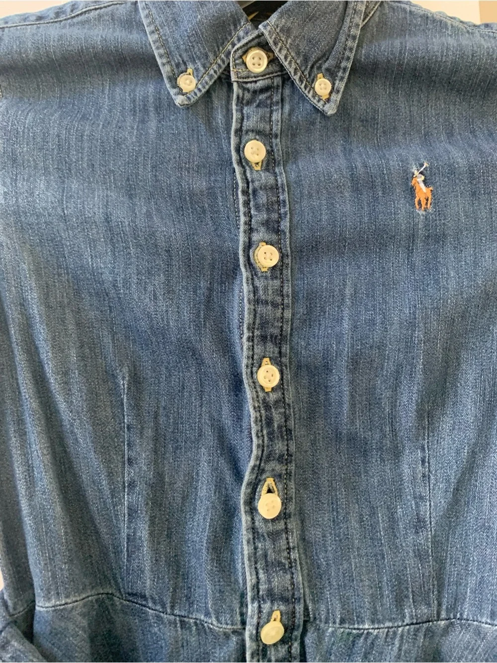 Ralph Lauren Polo Girls 100% Cotton Blue Denim Shirt Dress